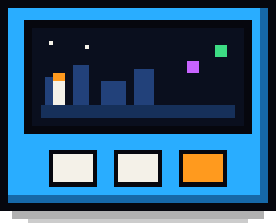The computer: a colour touch screen with ten lights